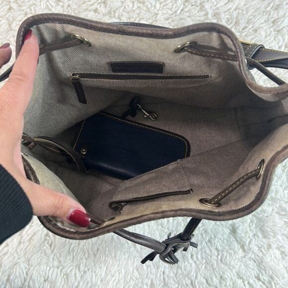 Dooney & Bourke Leather Drawstring Tie Bucket Bag w/ Attached Coin Purse - Picture 6 of 15